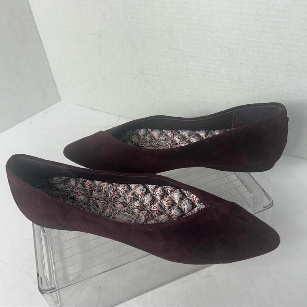 NEW Birdies Women’s The Goldfinch Suede Pointed Toe Elegant Burgundy Flats 7M - Picture 5 of 7